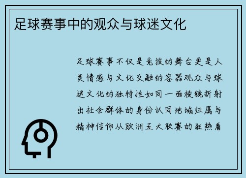 足球赛事中的观众与球迷文化